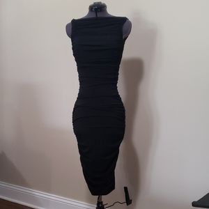 Cache Black Ruched Dress with Open Back